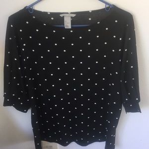 Women’s L blouse black with white polka dots